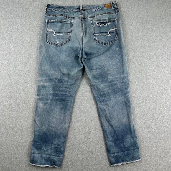 American Eagle Womens Jeans Tomgirl Distressed Button Fly Size 12 - Picture 2 of 13